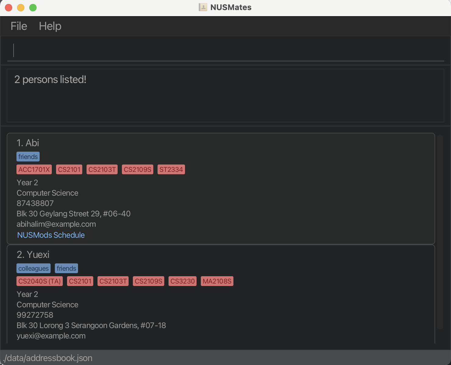 result for 'findMod CS2109S'